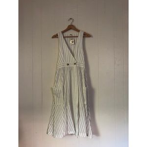 Free people linen striped wrap dress